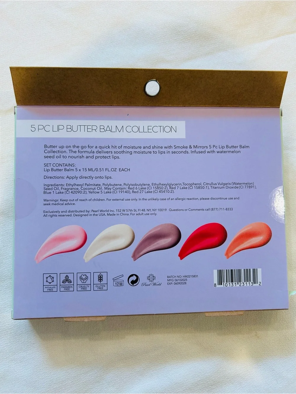 5-Piece Lip Butter Balm Collection - Assorted Pinks & Reds
